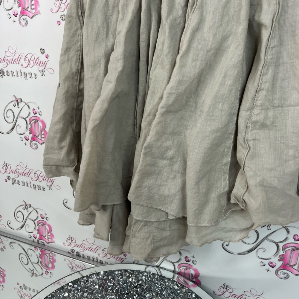 Lapis dress or skirt fold over strapless boho flowy crinkle Textured Fabric - Picture 5 of 7